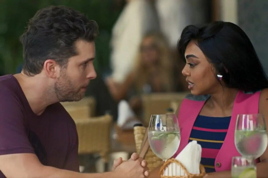 Caíque (Thiago Fragoso) e Talita (Dandara Mariana) em Travessia