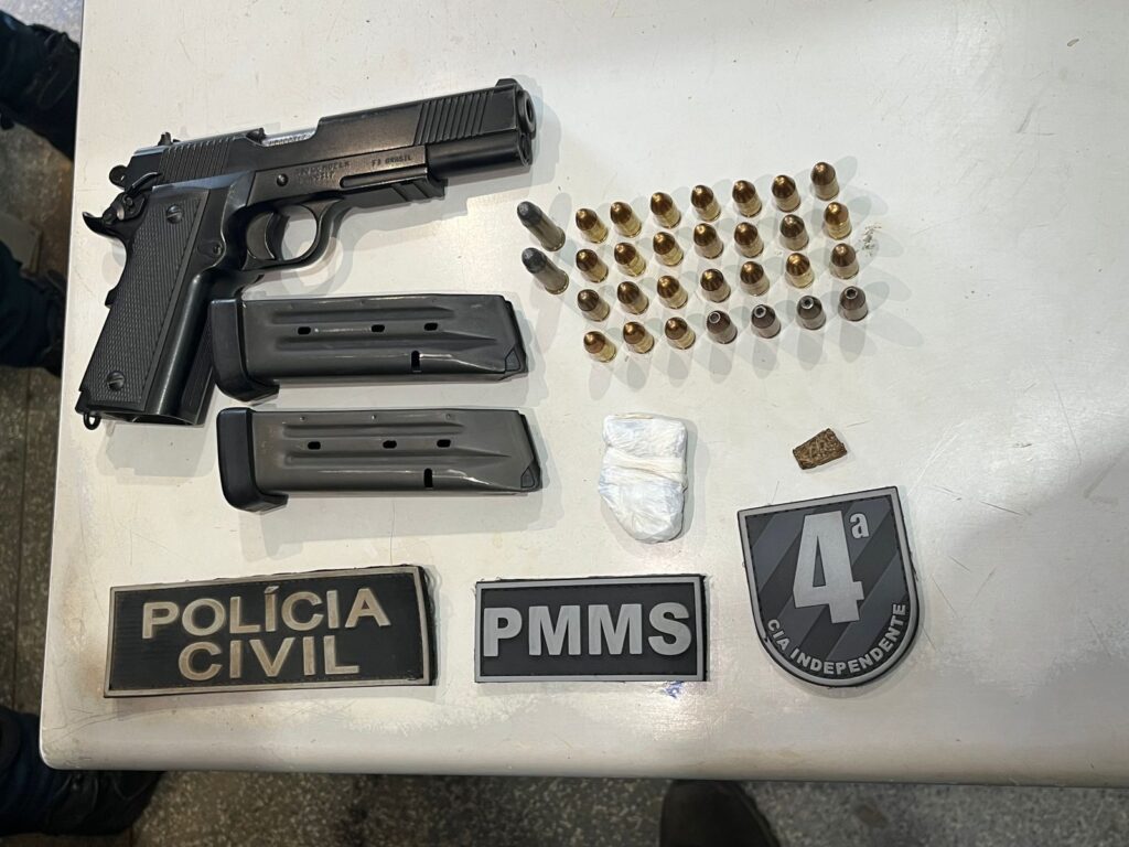Polícia Militar e Civil localizam arma de fogo e munições em Chapadão do Sul