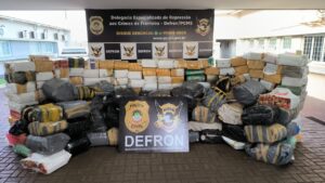 Polícia Civil, no âmbito da Operação Protetor, apreendeu 247 volumes, totalizando 5.287kg de maconha em Ponta Porã