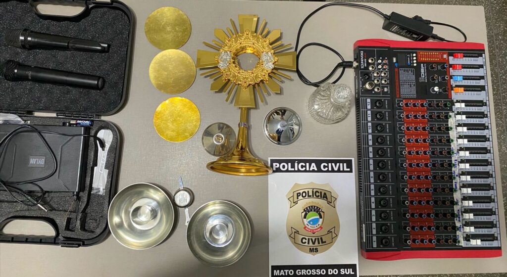 Polícia Civil identifica autor de furto à igreja em São Gabriel do Oeste e recupera os objetos subtraídos