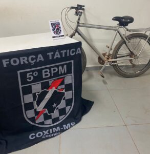 Polícia Militar prende jovem em flagrante por furto de bicicleta em Coxim